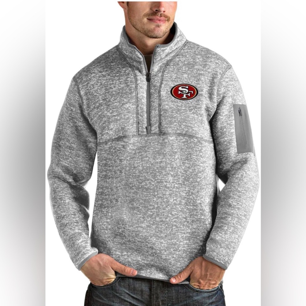 Antigua Heather Official Licensed 49er Gear Gray Zip-Up Jacket  Brand New W/Tags
